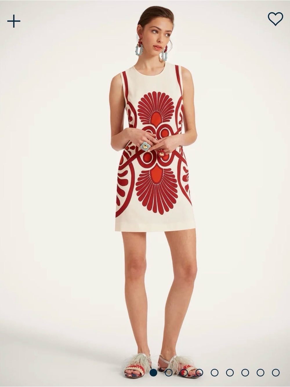 La Double J Medallion Placee Cream Sleeveless Stretch Tunic Dress Size M